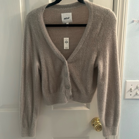 Sweaters - Aerie fuzzy gray cardigan
